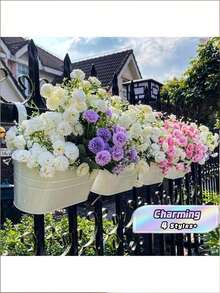 4PCS Black Metal Plant Hanging Pots, Suitable For Balcony, Garden, Wall Decor, Used For Succulent, Small Flowers Like Petunia, Zinnia - Hanging basin - View 1