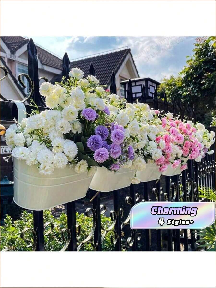 4PCS Black Metal Plant Hanging Pots, Suitable For Balcony, Garden, Wall Decor, Used For Succulent, Small Flowers Like Petunia, Zinnia - Hanging basin - View 1