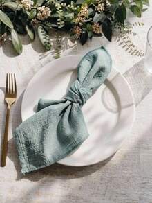 Cirelle 4pcs Soft Gauze Cotton Cloth Napkins - Crinkled Aesthetic Sage Green Dinner Napkins - Reusable Linen Look Cloth Napkins For Rustic Boho Wedding, Holiday & Table Setting - Multicolor - View 2