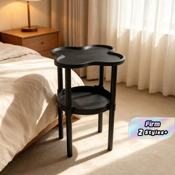 Simple And Modern Plastic Side Table With Four-Leaf Clover Design - A Stable, Lightweight, Nightstand For Living Room, Study, Bedroom, And Home Office; Versatile, Space-Saving End Table For Sofa Side, Corner Decor, And Compact Dorm Rooms