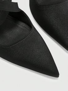 CUCCOO BIZCHIC 簡約後空扣帶細高跟鞋，日常通勤百搭女鞋 - 沙丁黑 - 查看 6
