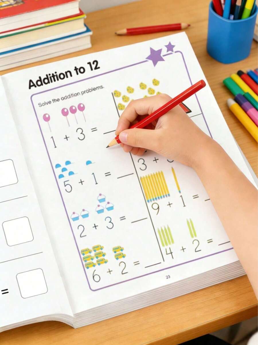 MINKOJA 64P Math Workbook, Add & Subtract Within 10, Mental Arithmetic, Preschool Math, Picture Formula Decomposition, Fun Arithmetic Book. For Kids' Number Cognition, Home, School, Students, Stationery & Back-To-School. - Multicolor - View 1