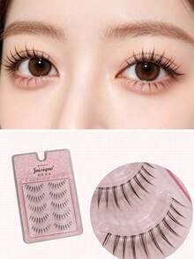 5 Pairs Japanese Manga Style False Eyelashes, Spiky Anime Lashes With Clear Thin Band, Naturally Curved Tips For Cute Dolly Eye Look, Eyelash Set For Beginners, Daily Makeup & Cosplay Anime Looks - View 2