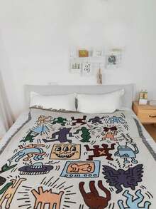 Japanese Korean Style Graffiti Sofa Cover, Ins Universal Dustproof Sofa Throw Blanket, Decorative Sofa Towel For Single Sofa - Multicolor - View 2