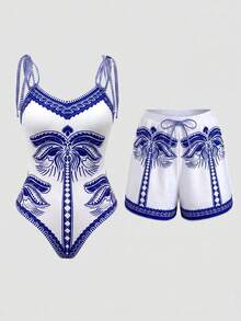 Swim Oasis 26SS 春夏度假風 魚紋波希米亞風 一件式泳衣附短褲 2件套 - 彩色 - 查看 7