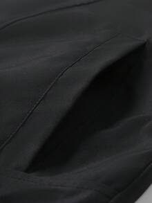 Manfinity Homme Men's Solid Color Zip-Up Casual Versatile Daily Travel Long Sleeve Jacket - Black - View 5