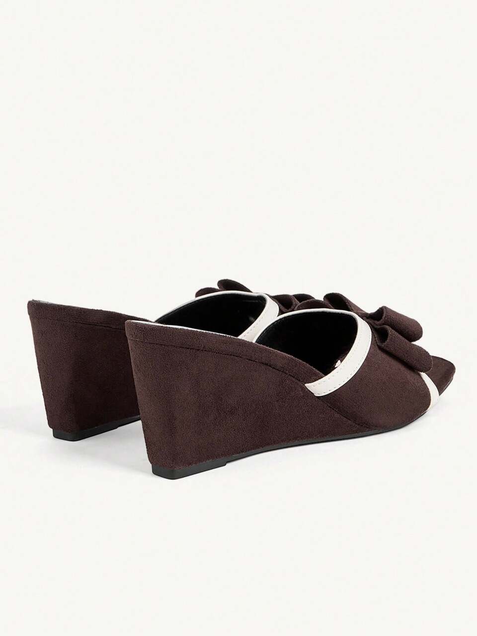 CUCCOO CHICEST Women's Shoes Three-Dimensional Bow Square Toe Slope Heel Versatile Commuter Brown Suede Women's Slope Heel Platform Sandals Dating Vacation Afternoon