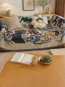 Japanese Korean Style Graffiti Sofa Cover, Ins Universal Dustproof Sofa Throw Blanket, Decorative Sofa Towel For Single Sofa - Multicolor - View 5
