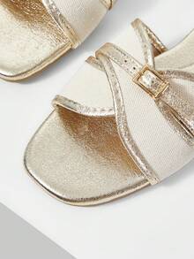 MOTF LADIES SWEET COLOR MATCH BUCKLE BURST GOLD FLAT SANDALS - Burst Gold - View 5