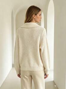 SHEIN Designer Scarf Layering Versatile Elegant Commute Office Travel Knitted Pullover Sweater - Apricot - View 2