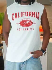 Harrin Don Harrin Don White Standard Size Men's Letter Graphic Printed Jersey Casual Sleeveless Tank Top - White - View 6