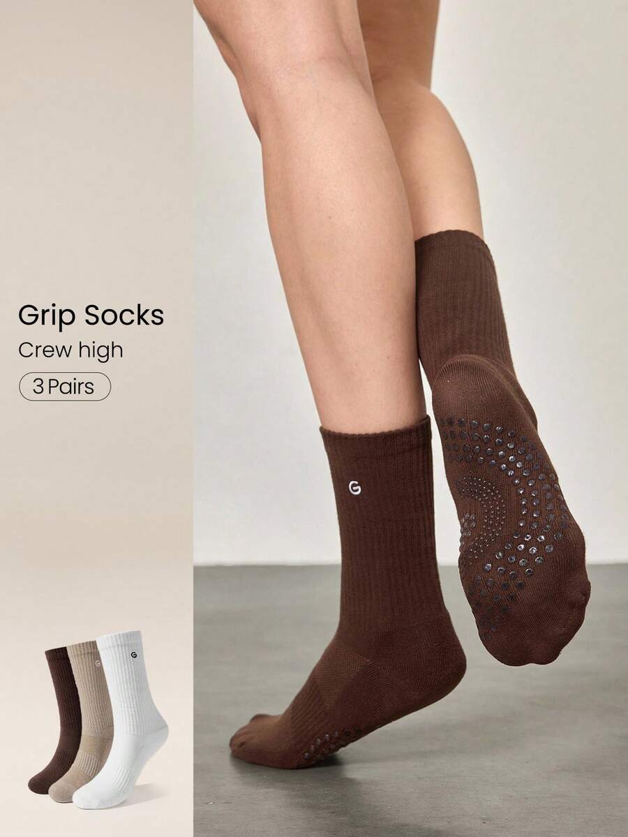 GLOWMODE 3 Pairs Make A Move Grip Scrunch Crew Socks - Multicolor - View 1