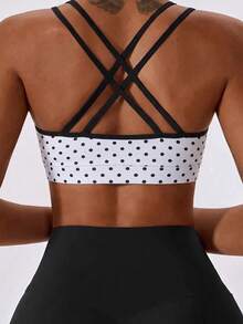 Sweetra 2pcs Seamless High Elasticity Printed Sports Tank Top With Criss-Cross Back Strap Design, Gym Wear - Black - View 5