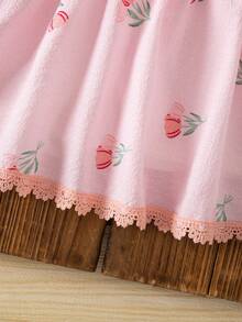 Emery Rose Kids Emery Rose Kids 少女花卉印花圓領上衣與彈性腰褶皺裙休閒日常套裝 - 粉色 - 查看 11