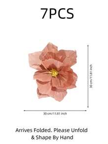 Haus Hana 7pcs 30cm Lightweight Crepe Paper Flower Wall Decor, 3D Wrinkled Paper Floral Backdrop Set, Romantic Large Artificial Flower Decorations For Wedding, Bridal Shower, Birthday Party, Living Room, Photo Booth & DIY Home Decor - View 17