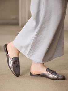 MOTF PREMIUM Zapatos planos casuales de punta redonda para mujer - Color de la pistola - Ver 7