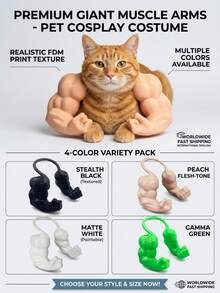 PETSIN 1PC Creative Green Giant Muscle Arm Pet Costume, 3D Printed Funny Pet Cosplay Accessory - Multicolor - View 2