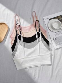 SHEIN 青少年女孩秋冬簡約舒適兒童學生成長期露背內衣背心 5件/組 - 彩色 - 查看 2