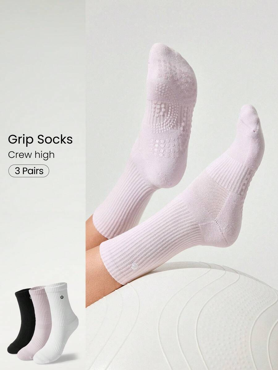 GLOWMODE 3 Pairs Make A Move Grip Scrunch Crew Socks - Multicolor - View 1
