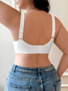 Plus Size Women Seamless Jelly Striped Soft Support Wireless Gather Lingerie Bra Cup - White - View 2