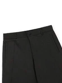 Manfinity Mode Men's Button Pocket Business Casual Pants For Office And Daily Wear - Black - View 3