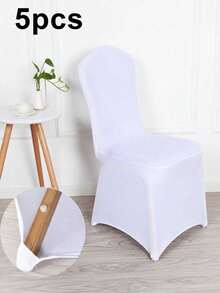 White Stretch Chair Covers For Wedding Folding Chairs Elastic Banquet Slipcovers Party Decor Ceremony Seating Covers Wrinkle Resistant Universal Fit - A - View 9