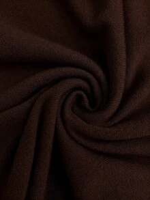 Easowa Top de punto de cuello en V liso para otoño/invierno - Marrón - Ver 5