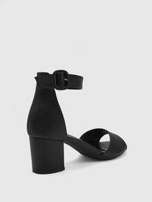 CUCCOO BIZCHIC 女款時尚簡約舒適百搭字母高跟涼鞋 - 亮黑 - 查看 5