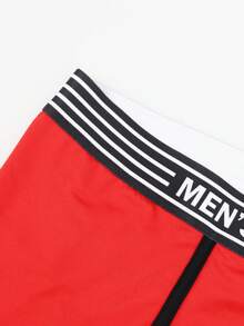 SHEIN DrisQ Men's Contrast Color Striped Sexy Butt-Revealing Boxer Briefs - Red - View 4