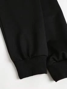 Sweetra 女款設計師蕾絲拼接套頭運動衫，休閒優雅學院風時尚，適合老師、小學畢業，黑白配色，秋季 - 黑色 - 查看 5