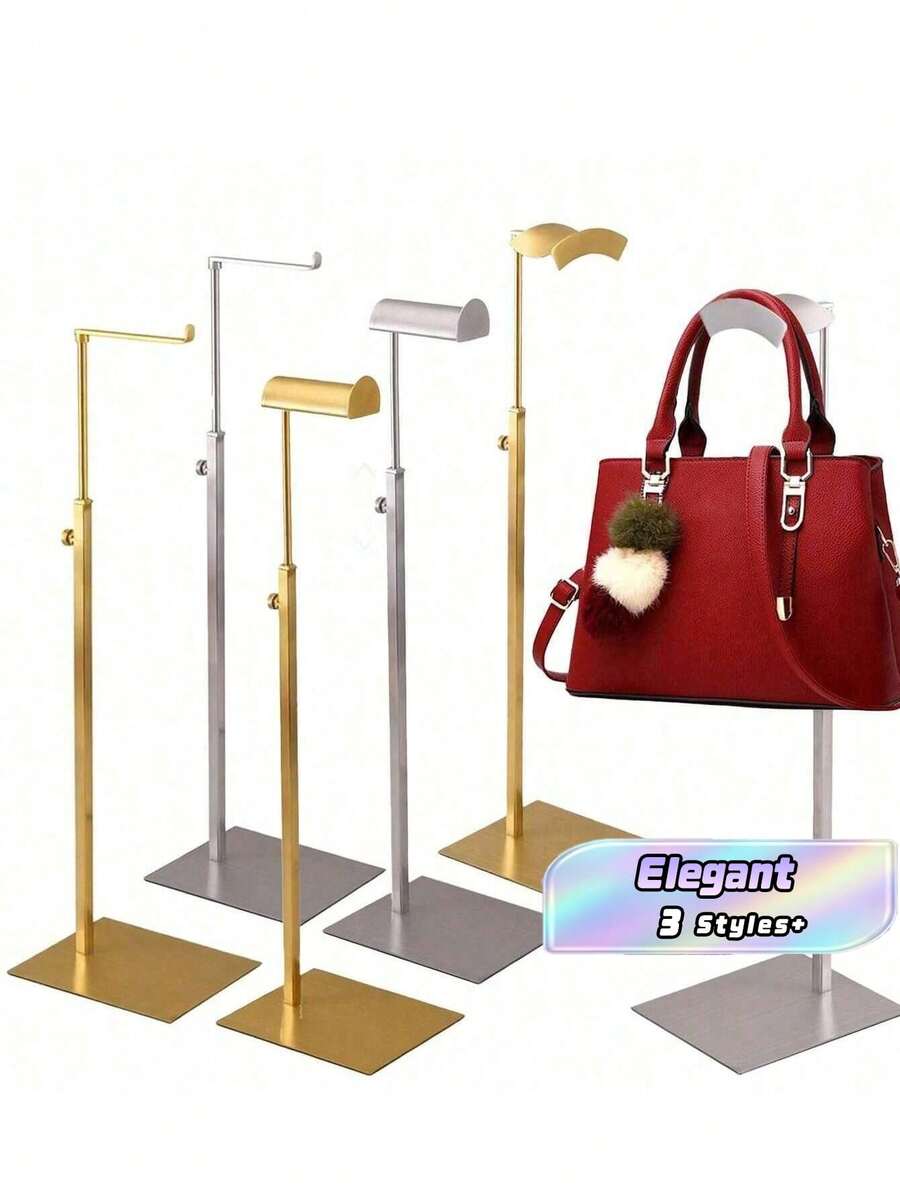 Stainless Steel Handbag Display Rack, Upgraded Adjustable Round Inner Bar, Gold/Silver Color Options, Multi-Functional Display For Bags / Hats / Jewelry, Suitable For Home / Boutique, Rust-Proof And Durable, Easy To Install. - multicolor - View 1