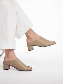 Mnmlis Simple Elegant High-Heeled Sandals Daily Commuting Slouchy People Slip-On Women's Shoes Fall Shoes - Khaki - View 7