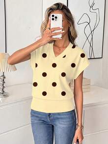 SHEIN LUNE Women's V-Neck Printed T-Shirt, Versatile Summer Top - Multicolor - View 5