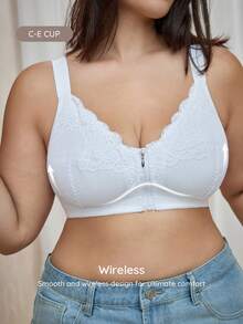 Bralution Plus Size Women's Lace Casual Everyday Bra - White - View 5