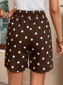 EMERY ROSE Women's Polka Dot Casual Versatile Daily Wear Shorts - Brown - View 2