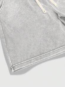 ROMWE MEN Essentials Men's Casual Minimalist Round Neck Short Sleeve T-Shirt And Drawstring Waist Pocket Shorts Set - Multicolor - View 5