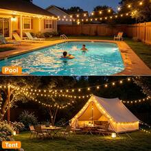 LED Solar String Light IP65 Waterproof Outdoor Christmas Decoration Bulb, Retro Holiday Wreath, Suitable For Courtyard, Camping, Holiday, Wedding And Party Decoration Light String. - Yellow - View 8