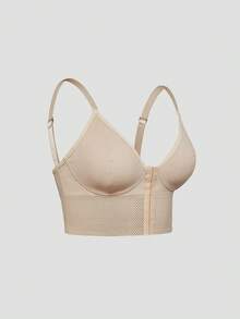 SHAPORA 1pc Plus Size Minimalist Mesh Wide-Fit Shaping Top - Apricot - View 10
