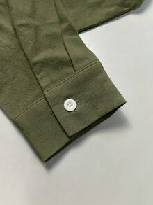 INAWLY 女款純色單排扣休閒百搭日常穿著襯衫 - 軍綠色 - 查看 5