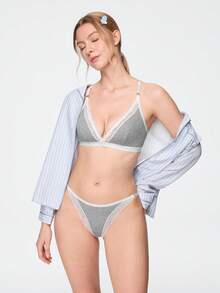Bonmuse 2 件浪漫蕾丝露背文胸套装 - 灰色 - 查看 10