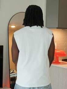 Harrin Don Harrin Don White Standard Size Men's Letter Graphic Printed Jersey Casual Sleeveless Tank Top - White - View 2