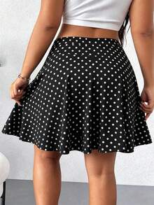 EMERY ROSE Plus Size Women's Polka Dot Fashionable Versatile Vacation Date Shorts, Dating, Commuting, Party, Autumn/Winter/Summer - Multicolor - View 2