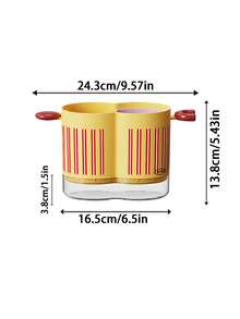 Joivida 1PC Dopamine Color Divided Utensil Holder, Dual Compartment Plastic Cutlery Storage Basket With Vertical Stripes And Cute Handle Decor, Built With Hollow Draining Structure And Transparent Water Collecting Tray, Effectively Separates Wet Tableware - Multicolor - View 7