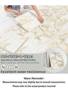 12/24PCS Matte Self-Adhesive Vinyl Marble Floor Tiles,Thickened Wear-Resistant,Easy Installation, Suitable For Bedroom,Living Room,Shopping Mall,Office Building,Modern Floor Sticker,Anti-Slip Floor Sticker,PVC Self-Adhesive Wall Sticker - multicolor - View 22