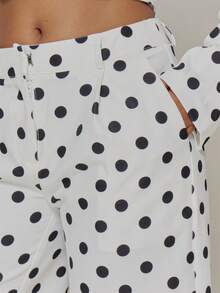 MUSERA White And Black Polka Dot Woven Tailored Longline Shorts - Multicolor - View 5