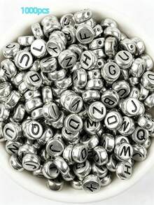 1000 Buah Per Kemasan - Manik-Manik Huruf Akrilik Hitam, 4x7 Mm - Dekorasi Rangkaian Huruf A sampai Z, Cocok untuk Gelang, Kalung, Gantungan Kunci, dan Perhiasan Buatan Sendiri. - MultiWarna - View 12