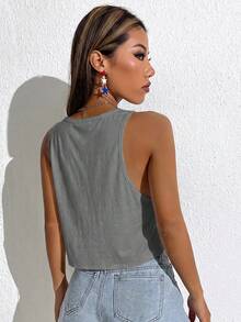 SHEIN EZwear 2件組 95%棉 U領女款背心上衣 - 彩色 - 查看 2