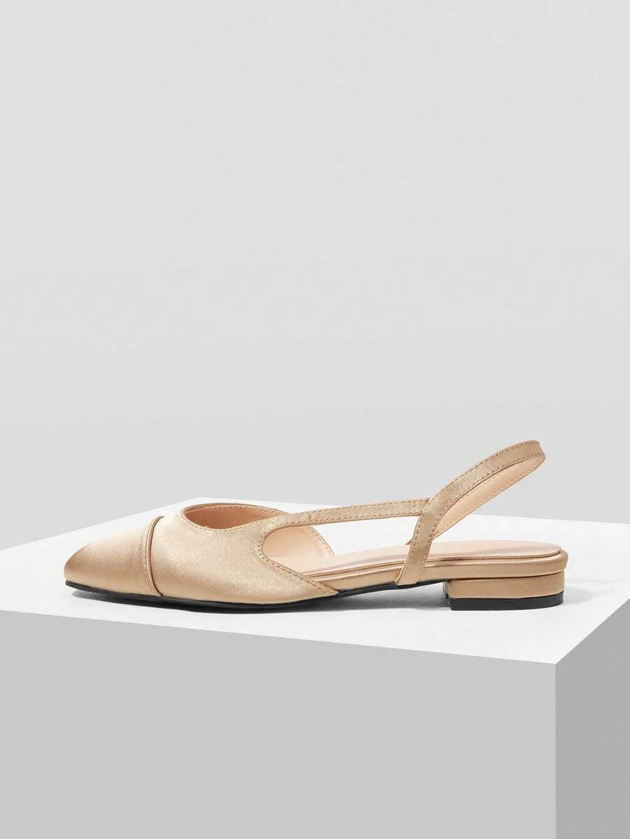 MOTF PREMIUM FOUR SEASONS COMFORTABLE WOMEN'S FLAT BOTTOM SLINGBACK SHOES, SATIN MATERIAL, APRICOT ELEGANT AND VERSATILE - Satin deep apricot - View 2