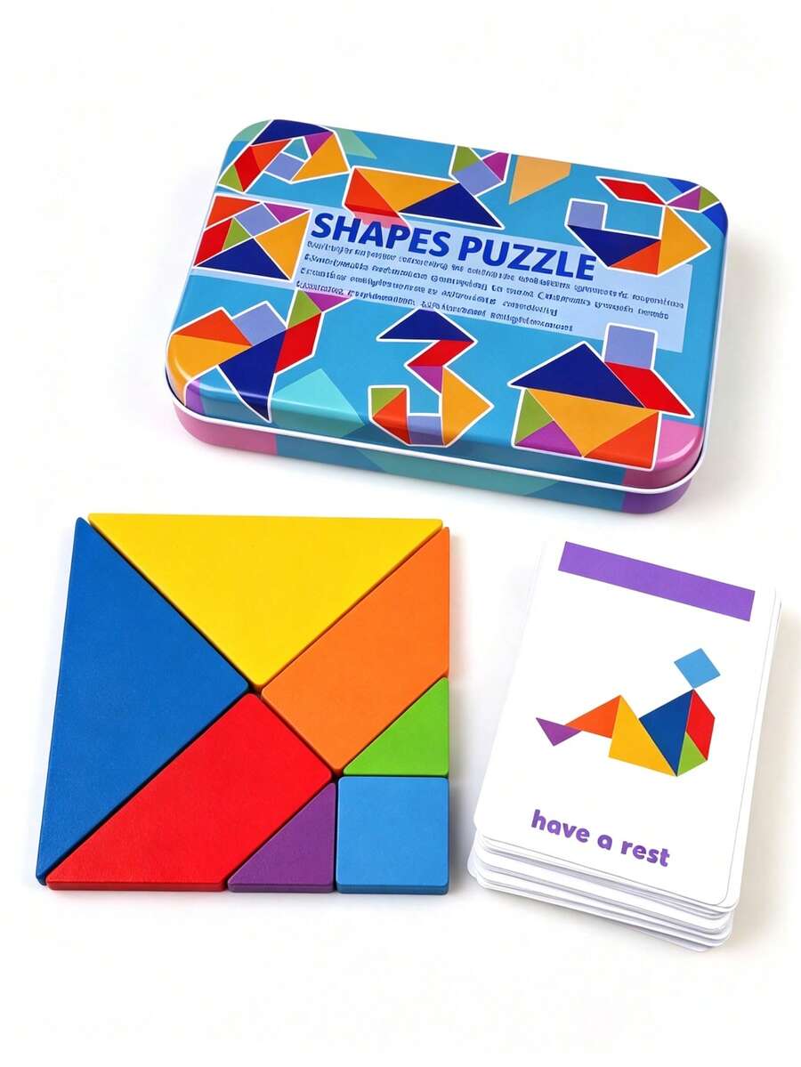 MINKOJA 7 Buah Puzzle Tangram Kayu untuk Anak-Anak, Mainan Puzzle Asah Otak Edukatif untuk Siswa Sekolah Dasar untuk Meningkatkan Kemampuan Berpikir Logis - MultiWarna - View 1