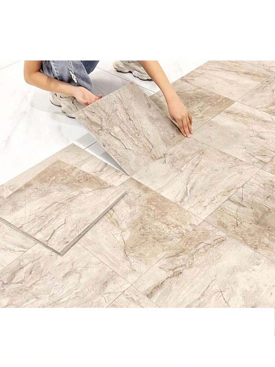 12/24PCS Matte Self-Adhesive Vinyl Marble Floor Tiles,Thickened Wear-Resistant,Easy Installation, Suitable For Bedroom,Living Room,Shopping Mall,Office Building,Modern Floor Sticker,Anti-Slip Floor Sticker,PVC Self-Adhesive Wall Sticker